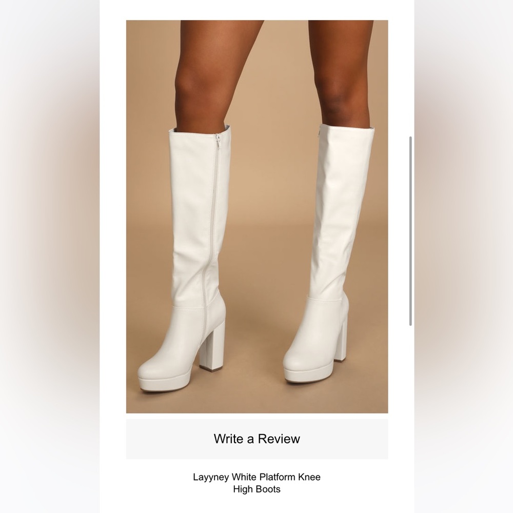 Lulu’s Layyney White Platform Knee High Boots